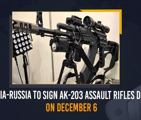 AK-203 Assault Rifles Deal, CCS takes up 5.1k-cr AK-203 deal, India clears AK-203 rifle deal with Russia, India Russia close to sealing AK-203 deal, India Russia to ink AK-203 assault rifles deal, India-Russia To Sign AK-203 Assault Rifles Deal, India-Russia To Sign AK-203 Assault Rifles Deal On December 6, India-Russia To Sign AK-203 Rifle Deal During Putin’s India Visit, Localisation plan for the production of AK-203 Assault Rifles, Mango News, President of Russia, Prime Minister Of India, Putin’s India Visit, Russian President Vladmir Putin