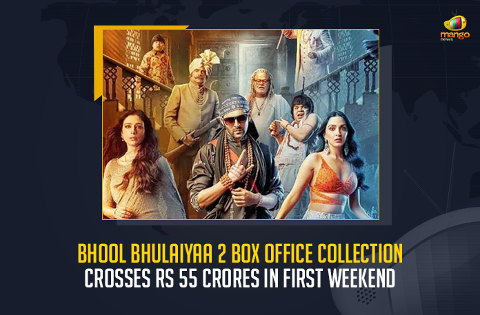 Bhool Bhulaiyaa 2 Box Office Collection Crosses Rs 55 Crores In First Weekend, Bhool Bhulaiyaa 2 emerged as the biggest first-weekend opener for a Hindi film in 2022, first-weekend opener for a Hindi film in 2022, Anees Bazmee directed horror-comedy Bhool Bhulaiyaa 2, horror-comedy Bhool Bhulaiyaa 2, Bhool Bhulaiyaa 2, Bhool Bhulaiyaa 2 Box Office Collections, Bhool Bhulaiyaa 2 Box Office Collection Crosses Rs 55 Crores, Box Office Collections, Bhool Bhulaiyaa 2 Movie News, Bhool Bhulaiyaa 2 Cinema News, Bhool Bhulaiyaa 2 Box Office Collections News, Bhool Bhulaiyaa 2 Box Office Collections Latest News, Bhool Bhulaiyaa 2 Box Office Collections Latest Updates, Bhool Bhulaiyaa 2 Box Office Collections Live Updates, Mango News,