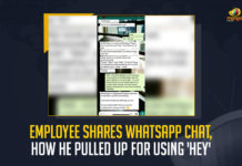 Employee Shares WhatsApp Chat How He Pulled Up For Using Hey, A Reddit user shared a WhatsApp chat with his boss, Please don't use the word hey, Employee Shares WhatsApp Chat, He Pulled Up For Using Hey, Employee pulled up for greeting boss with hey, Boss Takes Offence To Employee's Hey, WhatsApp chat, WhatsApp conversation with his boss, Mango News,