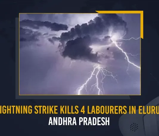 Lightning Strike Kills 4 Labourers In Eluru Andhra Pradesh, Lightning Strike Kills 4 Labourers, Eluru Andhra Pradesh, tragic incident of a lightning strike, lightning strike, thunderbolt fell on the laborers, 4 Labourers, Mango News,