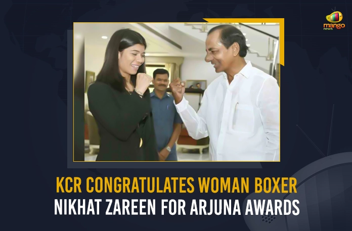 KCR Congratulates Woman Boxer Nikhat Zareen For Arjuna Awards,KCR Congratulates Nikhat Zareen,CM KCR Praised Nikhat Zareen,KCR Praises Sreeja Akula, Nikhat Zareen Arjuna Award,Sreeja Akula Arjuna Award, Arjuna Award Nikhat Zareen,Arjuna Award Sreeja Akula,Mango News,Mango News Telugu,Arjuna Award 2023,Arjuna Award Latest News And Updates,Arjuna Awards,Nikhat Zareen,Sreeja Akula